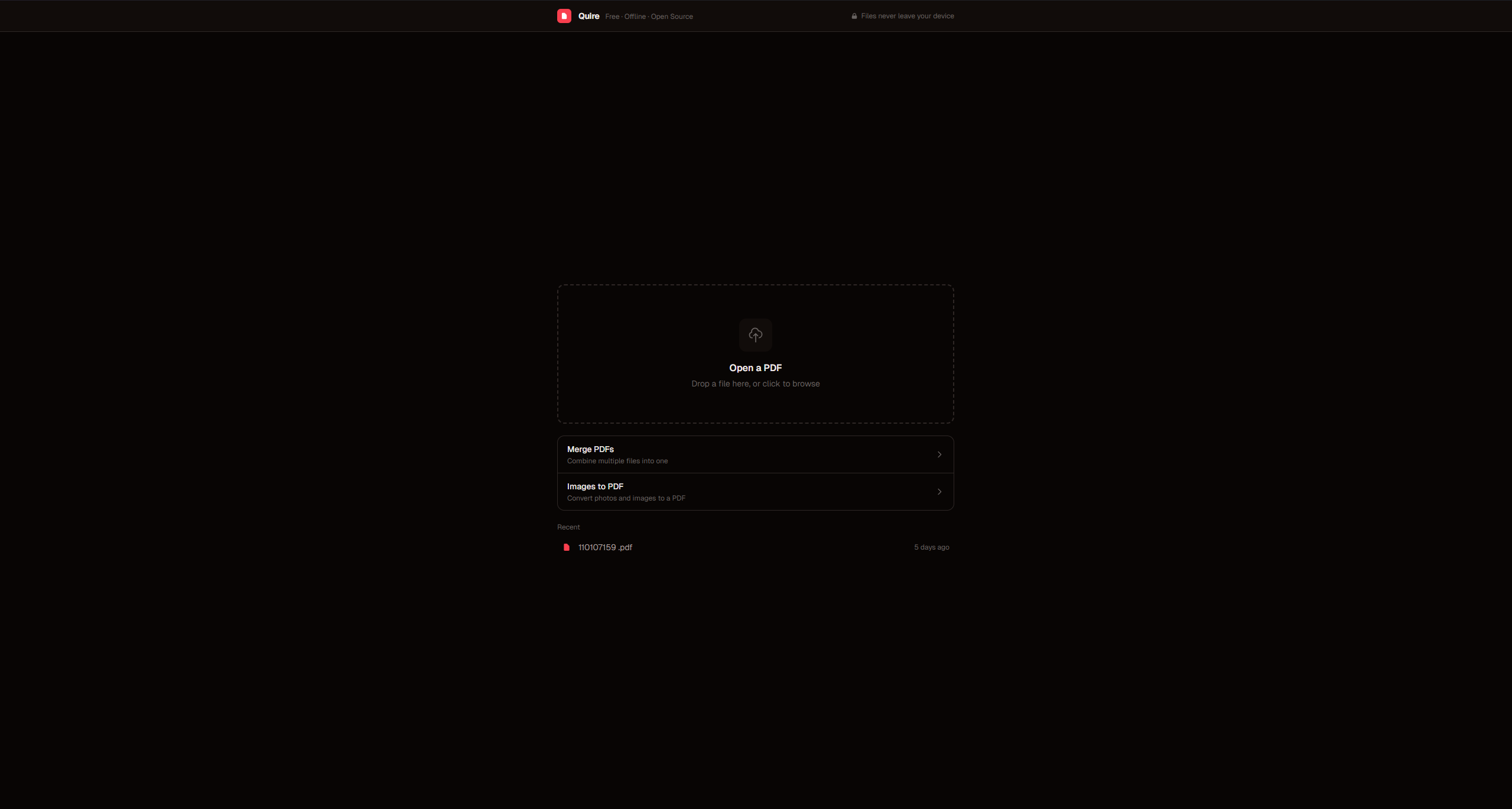 Qyra free offline PDF toolkit interface — merge, split, compress and annotate PDFs on Windows and Linux with no upload